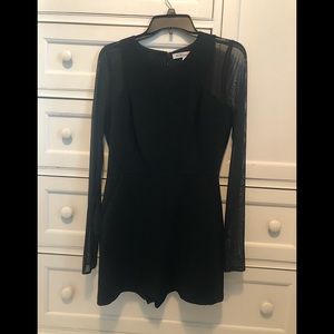 BCBG black pleated long sleeve romper